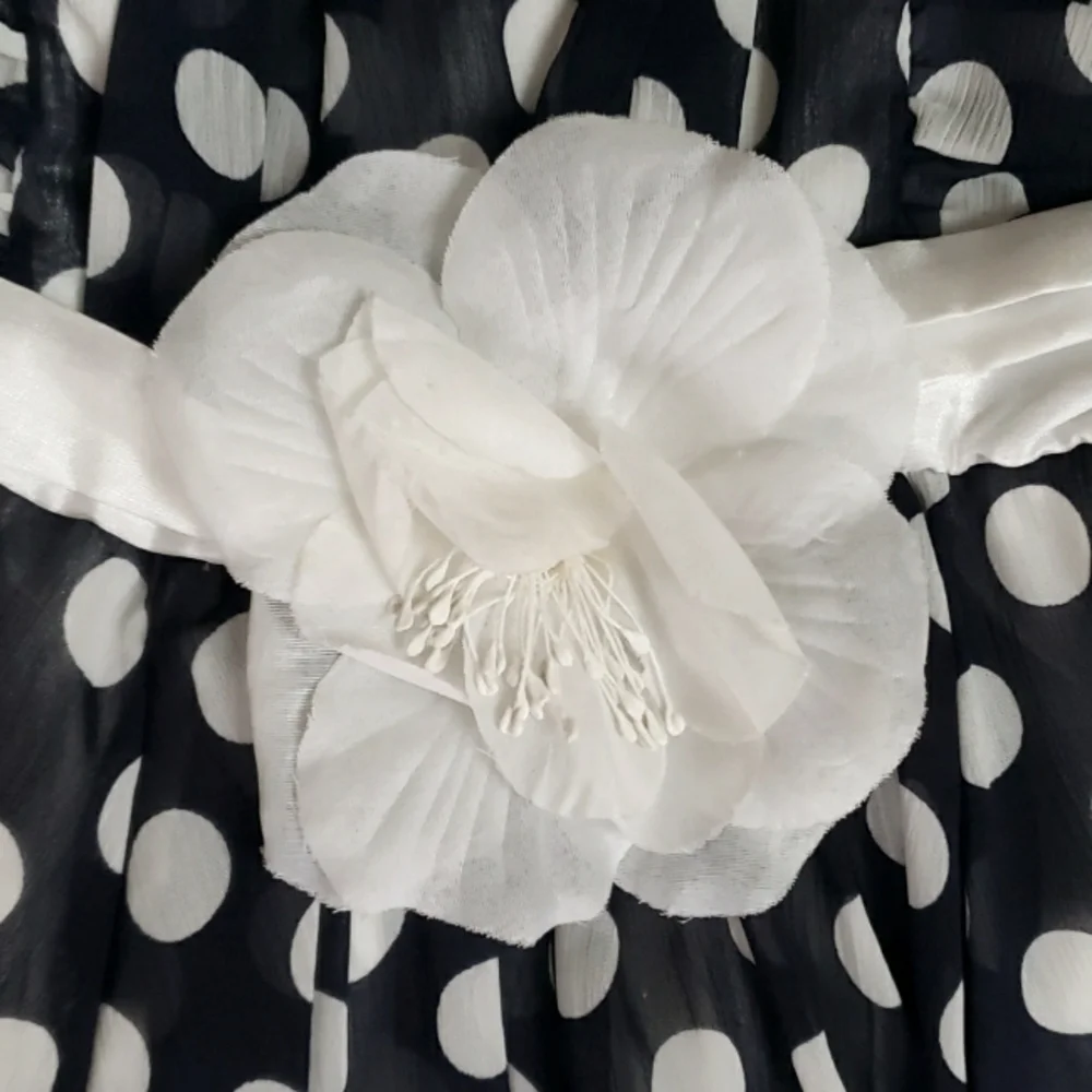 Sugar Plum Girls Polka Dot White Flower Strap Kids Dress Size 8